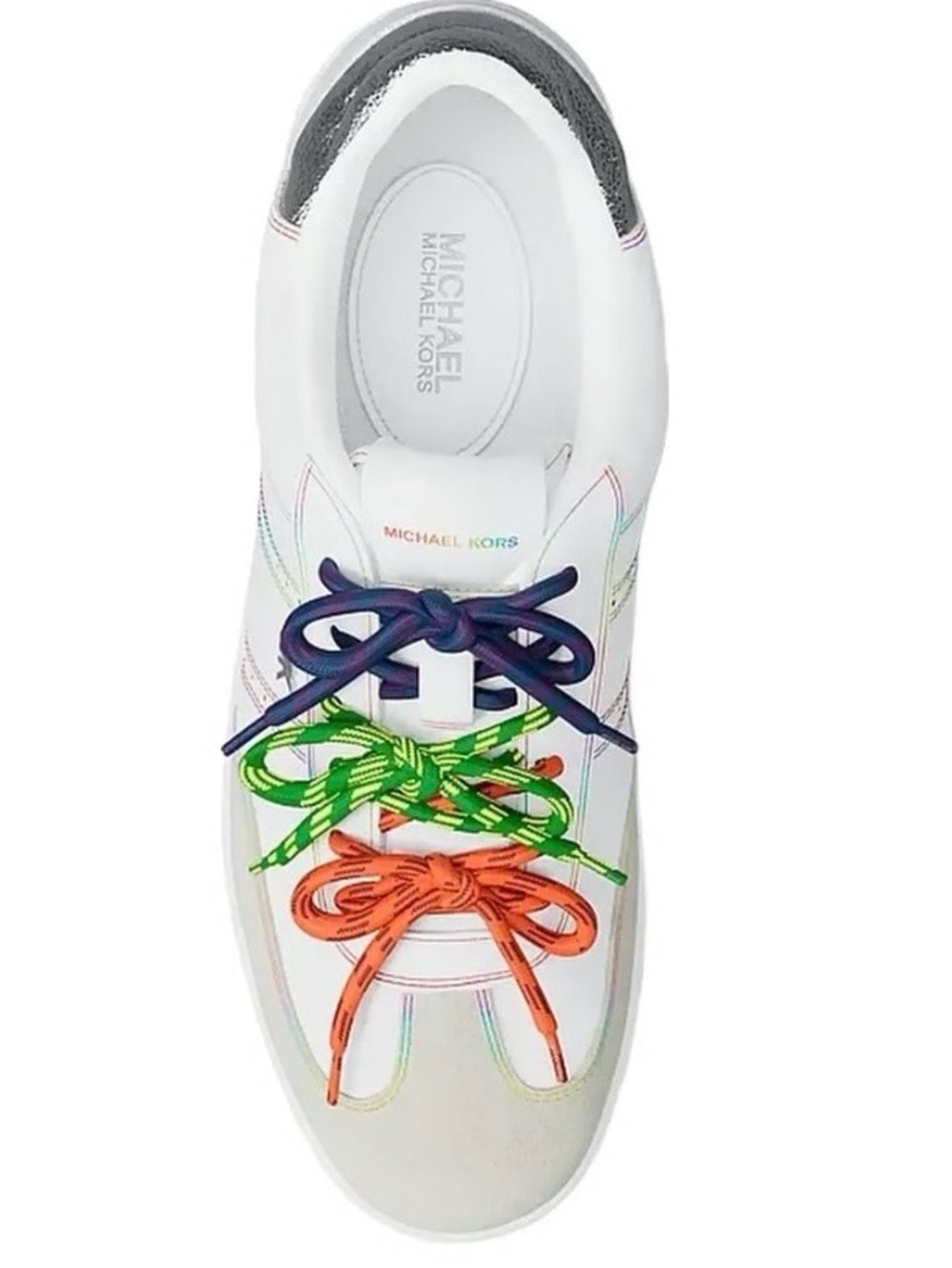 Michael Kors PRIDE Size 8 Women’s White Sneakers Rainbow Lace New In Box